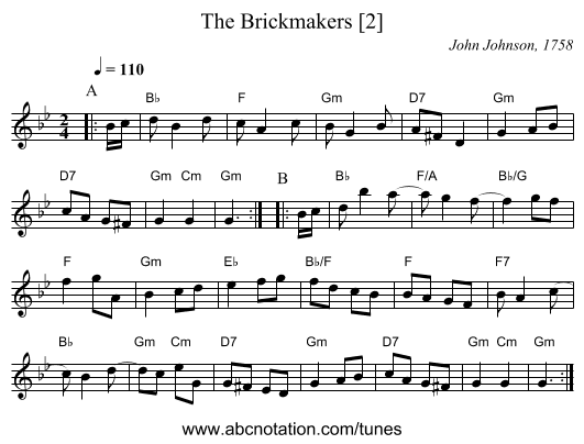 The Brickmakers [2] - staff notation