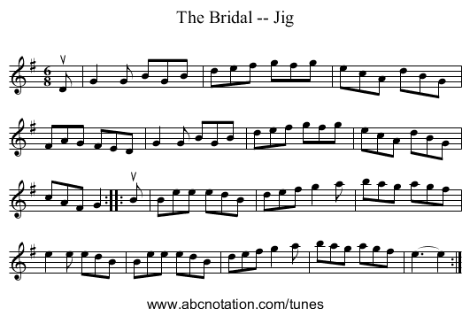 The Bridal -- Jig - staff notation