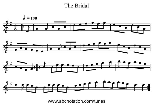 The Bridal - staff notation
