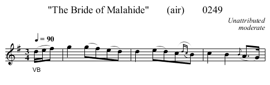 The Bride of Malahide       (air)       0249 - staff notation