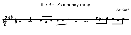 the Bride's a bonny thing - staff notation