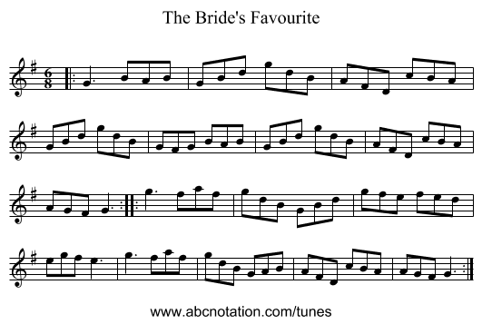 The Bride's Favourite - staff notation