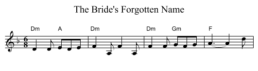 The Bride's Forgotten Name - staff notation