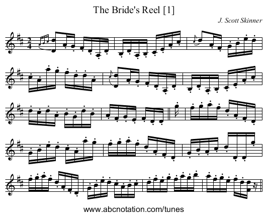 The Bride's Reel [1] - staff notation