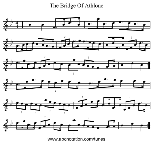 The Bridge Of Athlone - staff notation