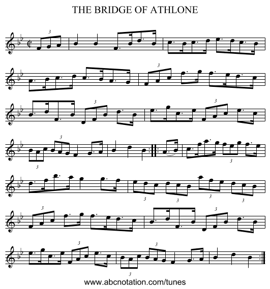 THE BRIDGE OF ATHLONE - staff notation