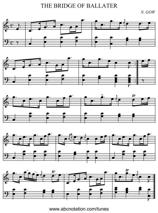 THE BRIDGE OF BALLATER - staff notation