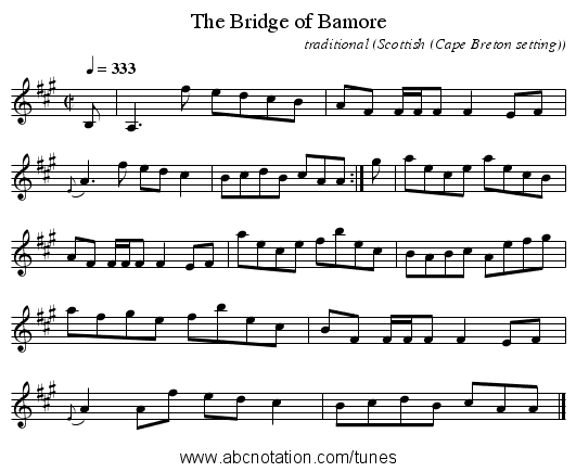 The Bridge of Bamore - staff notation