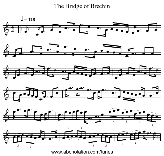 The Bridge of Brechin - staff notation