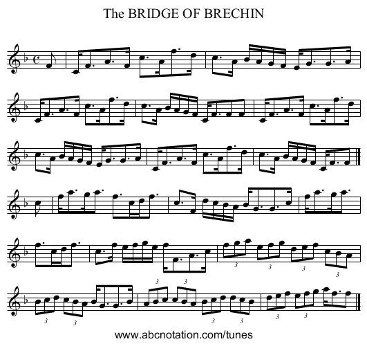 The BRIDGE OF BRECHIN - staff notation