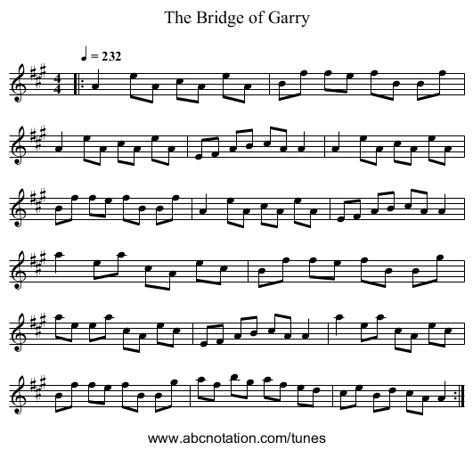 The Bridge of Garry - staff notation
