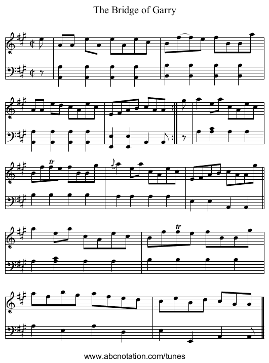 The Bridge of Garry - staff notation