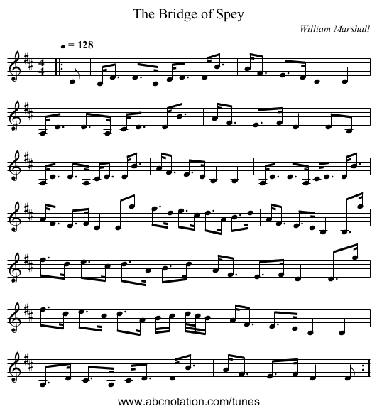 The Bridge of Spey - staff notation
