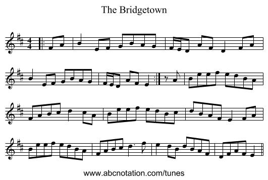 The Bridgetown - staff notation