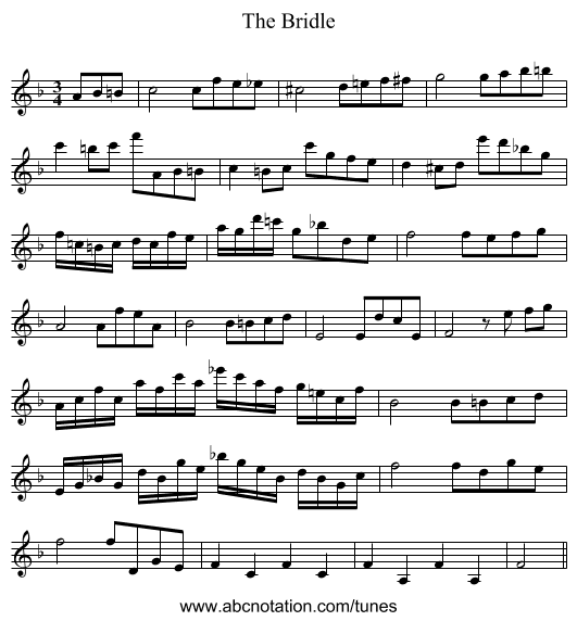 The Bridle - staff notation