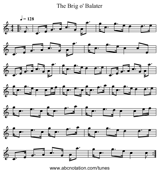 The Brig o' Balater - staff notation