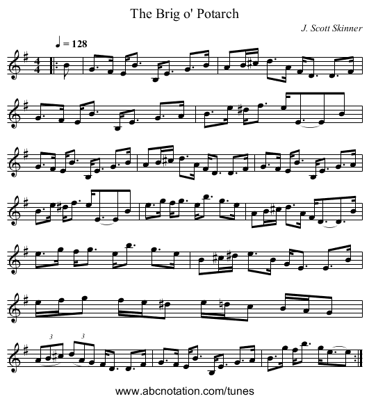 The Brig o' Potarch - staff notation