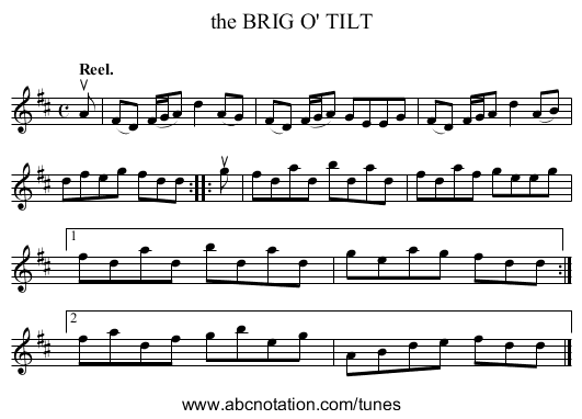 the BRIG O' TILT - staff notation