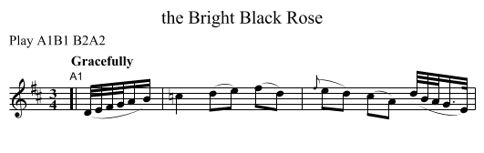 the Bright Black Rose - staff notation
