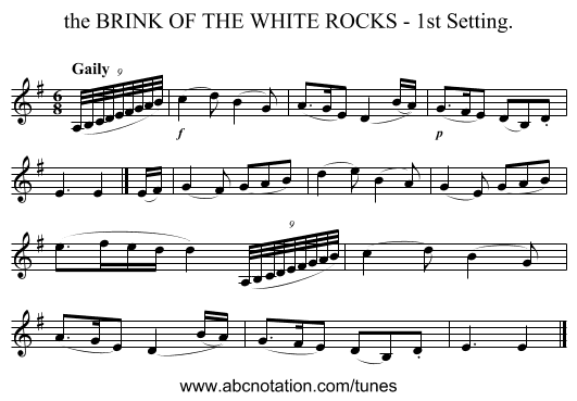 the BRINK OF THE WHITE ROCKS - 1st Setting. - staff notation
