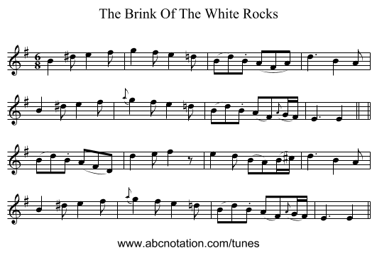 The Brink Of The White Rocks - staff notation