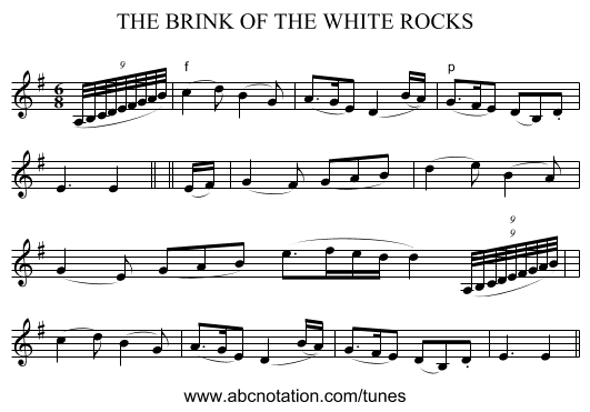 THE BRINK OF THE WHITE ROCKS - staff notation