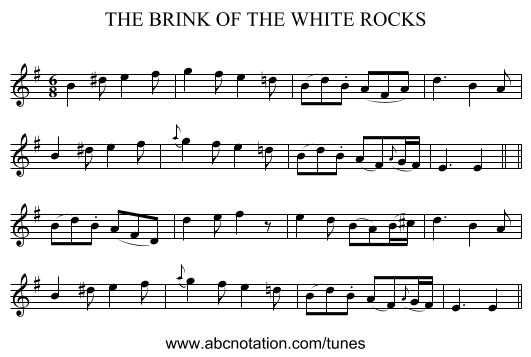 THE BRINK OF THE WHITE ROCKS - staff notation