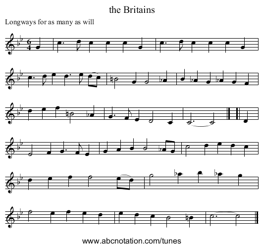 the Britains - staff notation