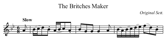 The Britches Maker - staff notation