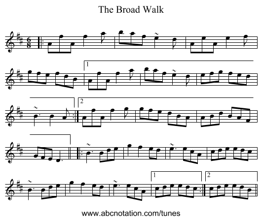 The Broad Walk - staff notation