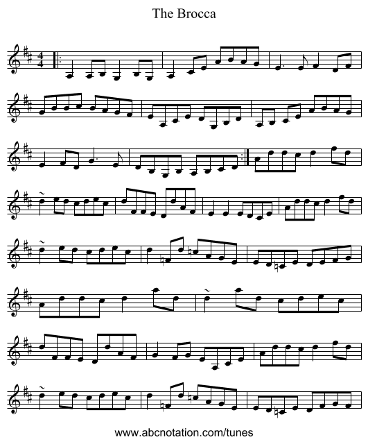 The Brocca - staff notation
