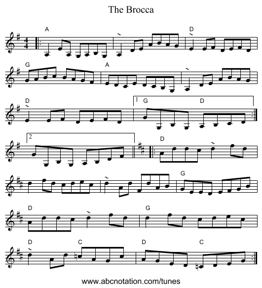 The Brocca - staff notation