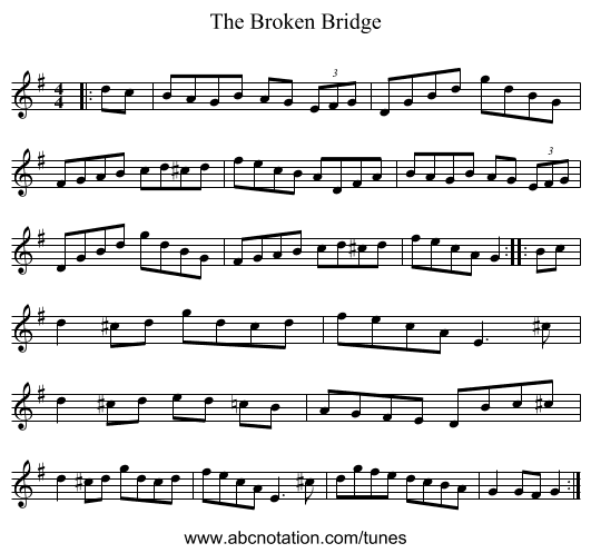 The Broken Bridge - staff notation