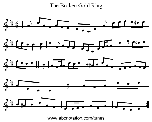 The Broken Gold Ring - staff notation