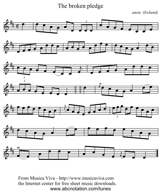 The broken pledge - staff notation