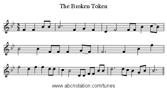 The Broken Token - staff notation