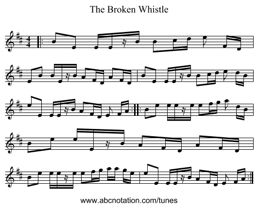 The Broken Whistle - staff notation