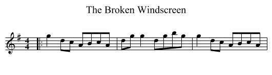 The Broken Windscreen - staff notation