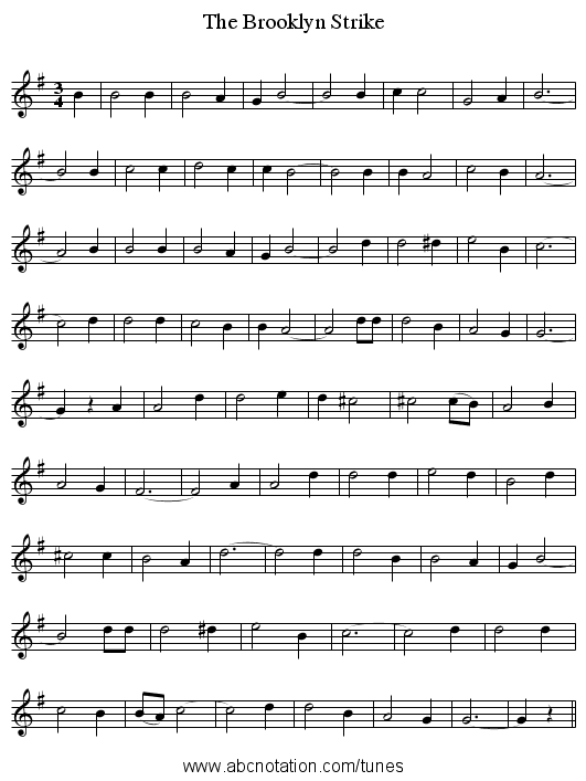 The Brooklyn Strike - staff notation