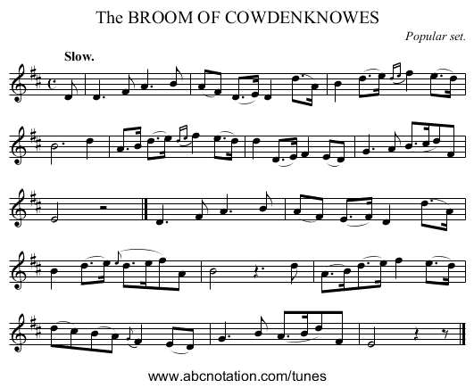 The BROOM OF COWDENKNOWES - staff notation