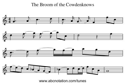 The Broom of the Cowdenknows - staff notation
