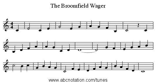 The Broomfield Wager - staff notation