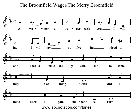 The Broomfield Wager/The Merry Broomfield - staff notation