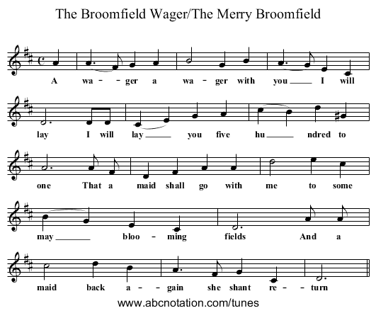 The Broomfield Wager/The Merry Broomfield - staff notation
