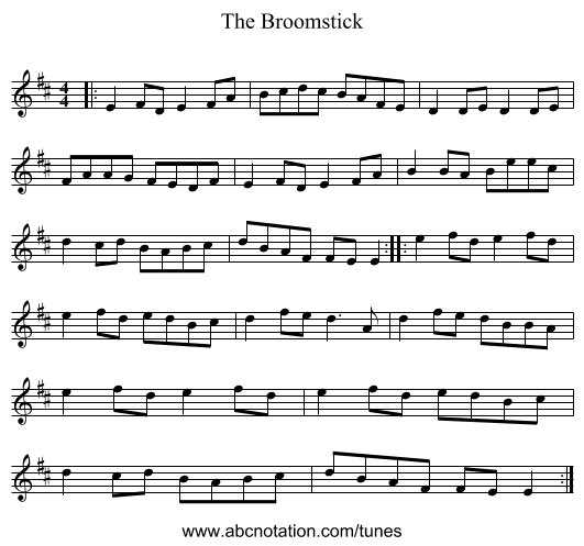 The Broomstick - staff notation