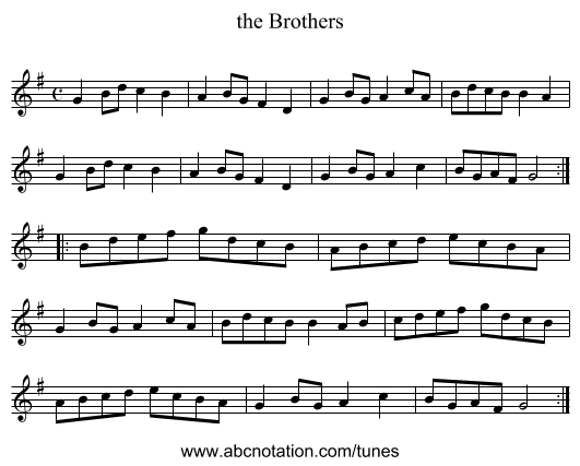 the Brothers - staff notation