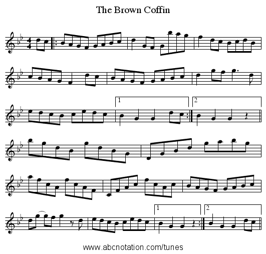 The Brown Coffin - staff notation