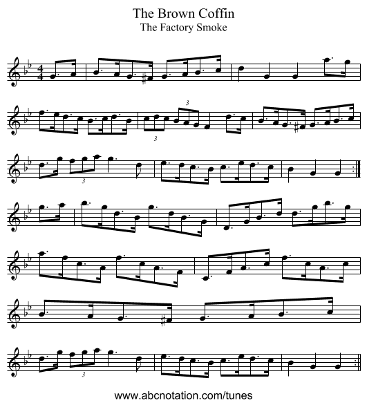 The Brown Coffin - staff notation