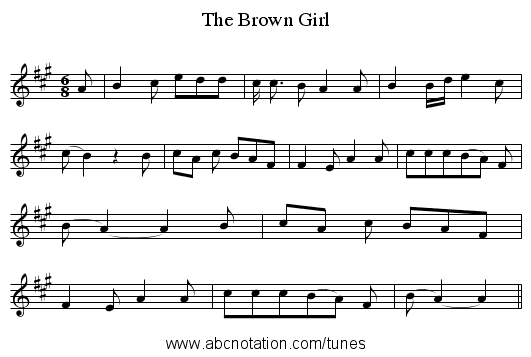 The Brown Girl - staff notation
