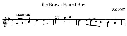 the Brown Haired Boy - staff notation